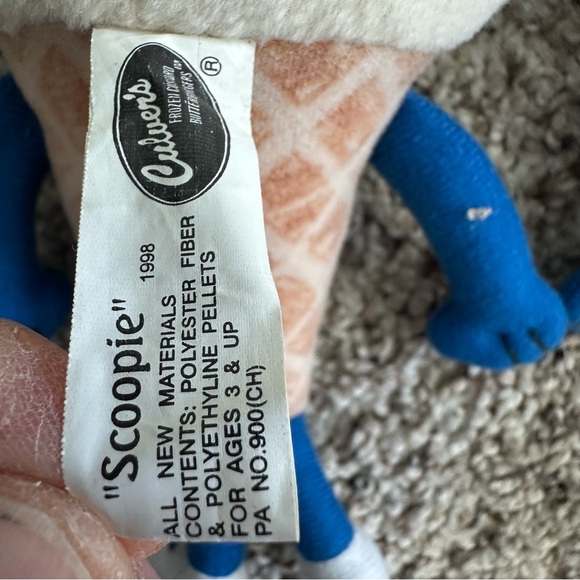 Lot 7 Culvers 1998 Scoopie Keychain 7" Plush Vanilla Ice Cream Cone Vintage - Picture 12 of 13
